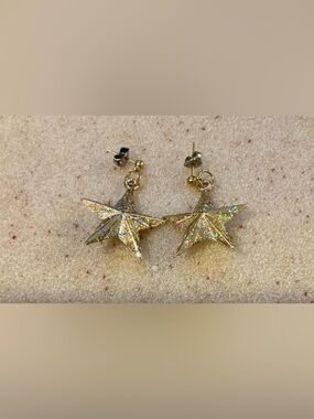 Gold Glitter Star Drop Earrings